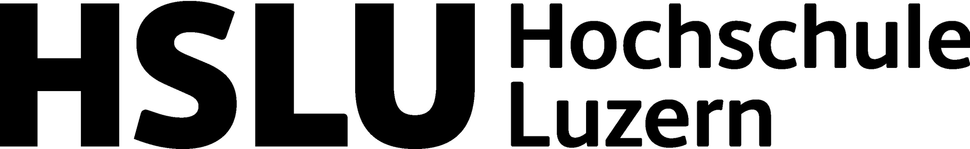 Logo der Hochschule Luzern (HSLU) auf schwarzem Hintergrund.