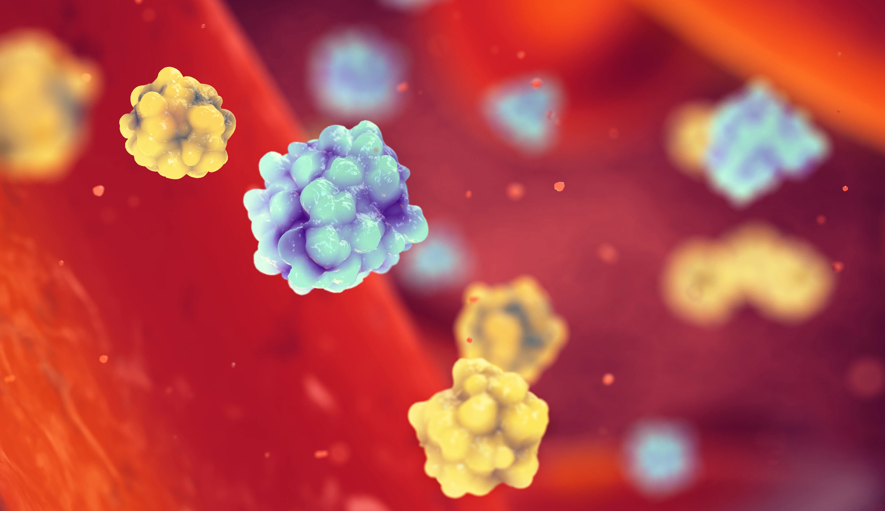 Glucose and insulin molecules in the blood