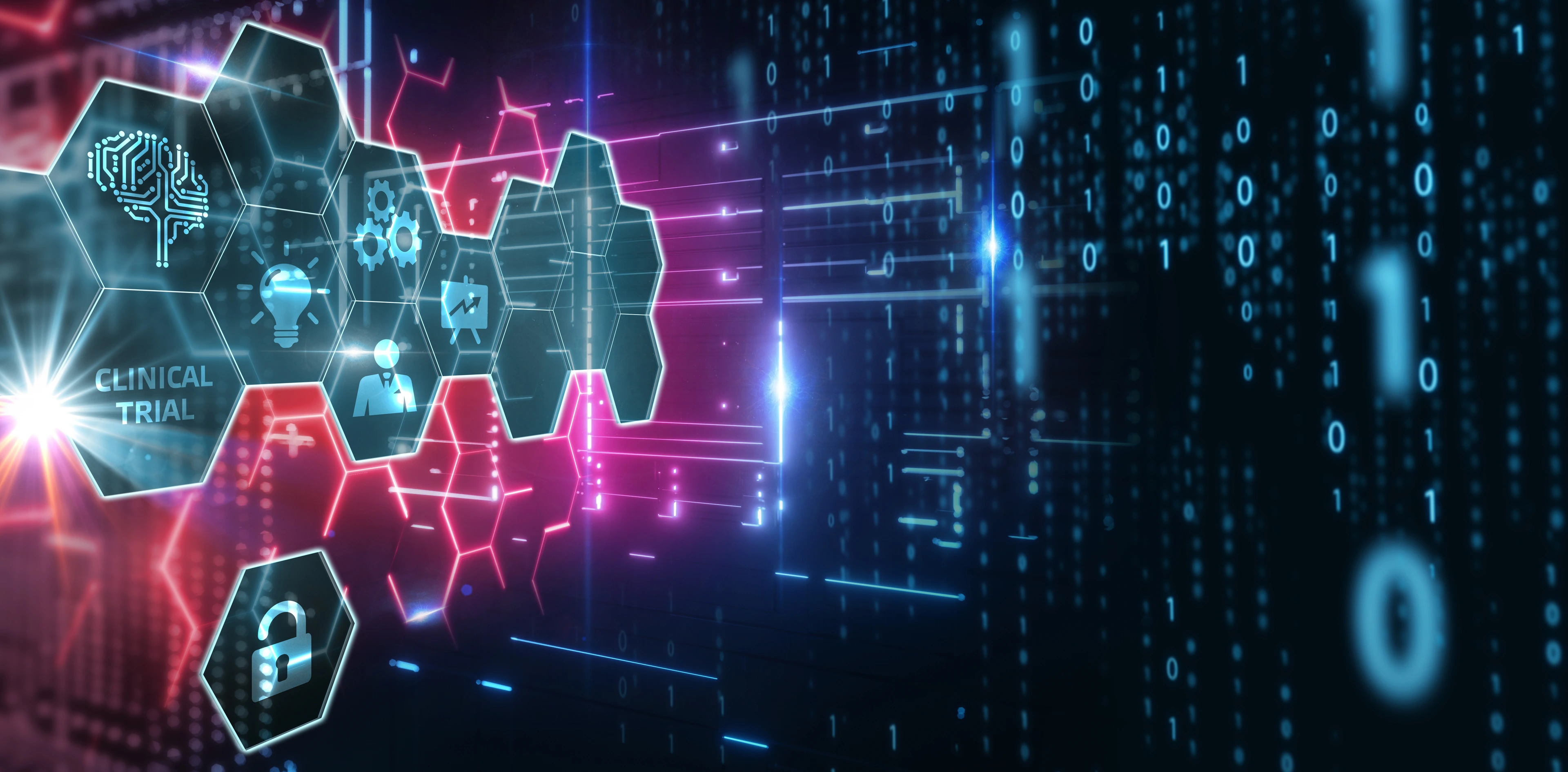 Business, Technology, Internet and network concept. Virtual display: Clinical trial