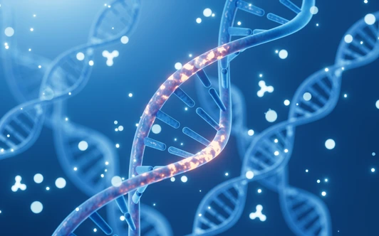Mutated DNA and molecules, scientific biotechnology, 3d rendering