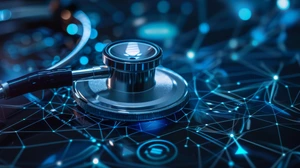 Stethoskop und fortschrittliche KI-Technologie für Innovationen im Gesundheitswesen