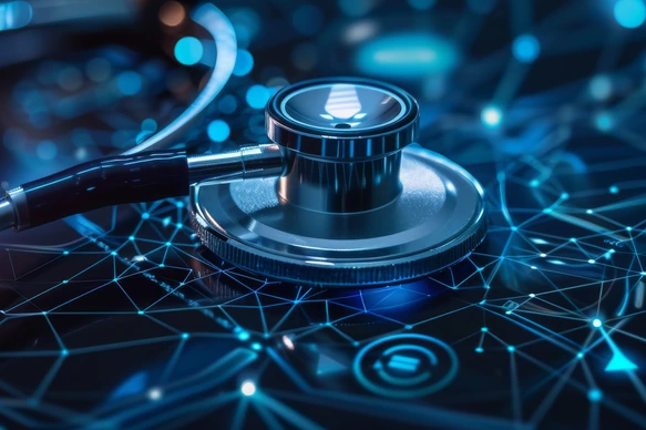 Stethoscope and Advanced AI Technology in Healthcare Innovation_AdobeStock_810682484