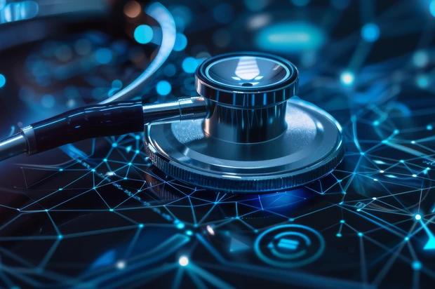 Stethoscope and Advanced AI Technology in Healthcare Innovation