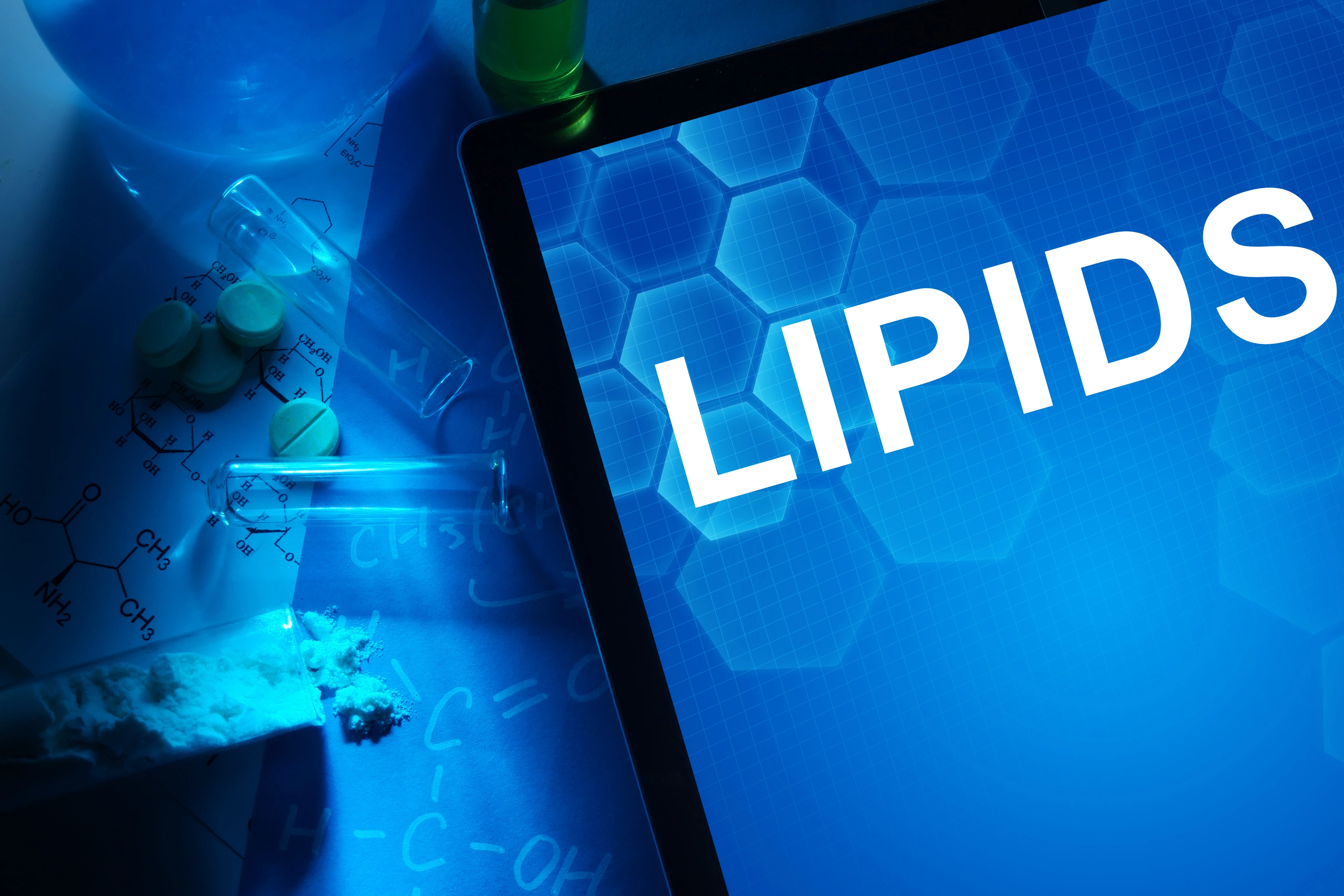 Tablet with word lipids.