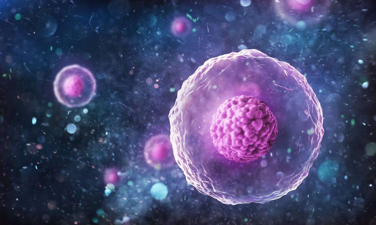 Human cell under the microscope