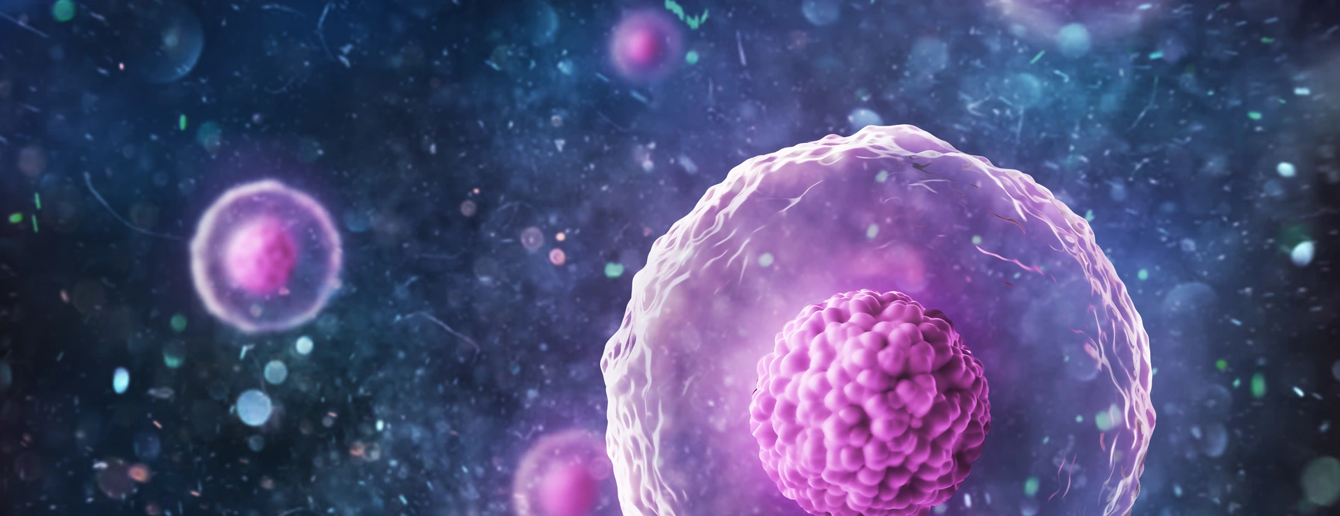 Human (animal) cell under microscope. 3d illustration