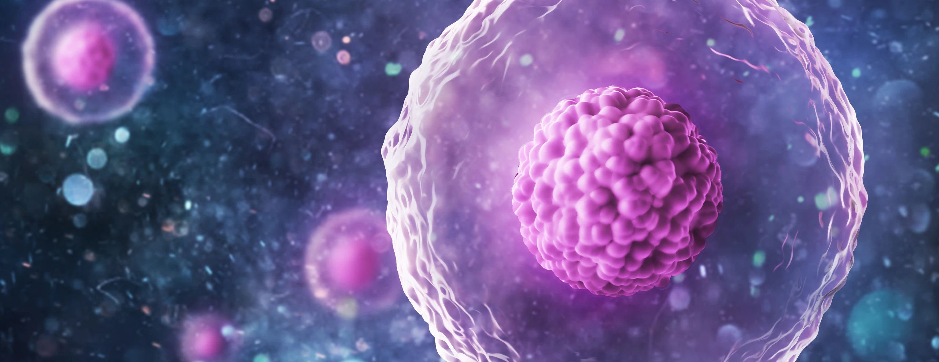 Human (animal) cell under microscope. 3d illustration