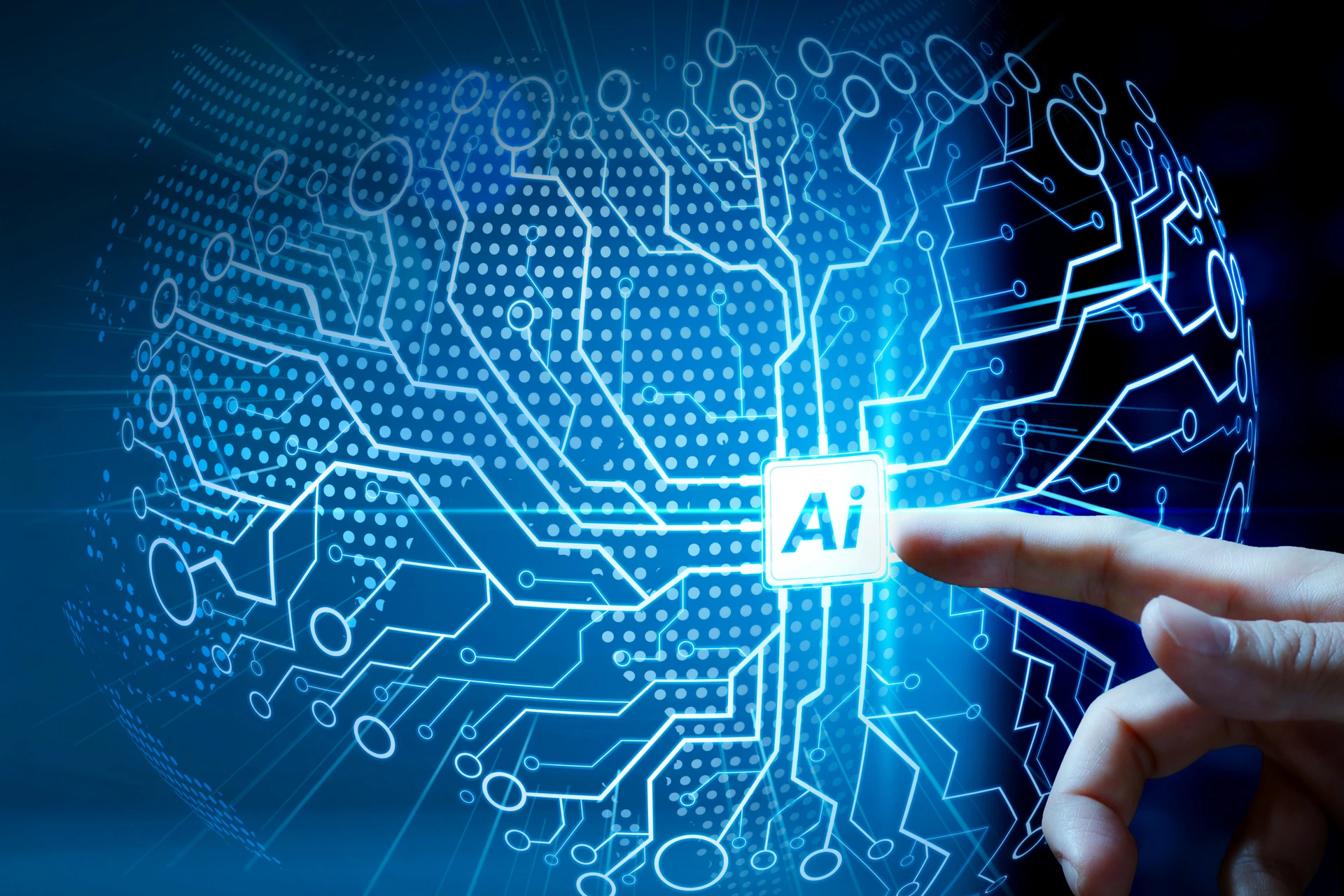 Artificial Intelligence (AI),machine learning with data mining technology on virtual dachboard.Business team meeting.Professional investor hand working wide VR screen computer.