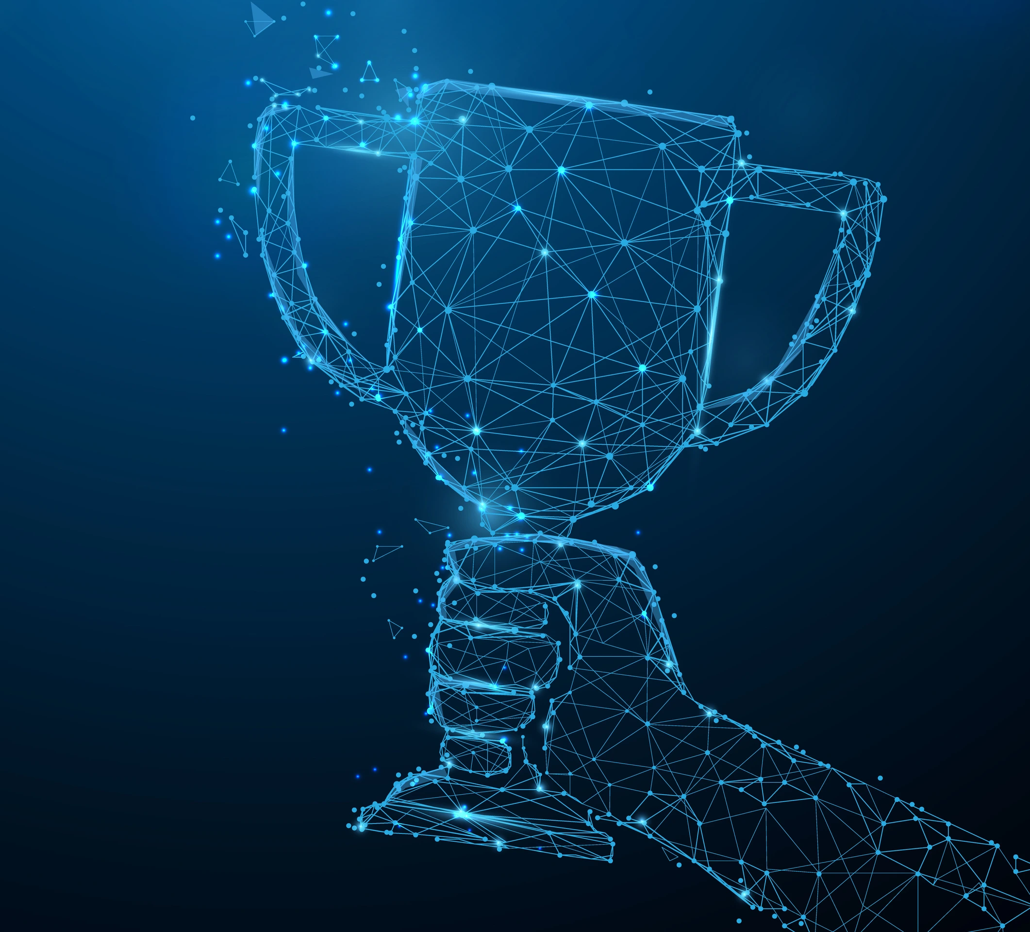 Hand holding trophy cup