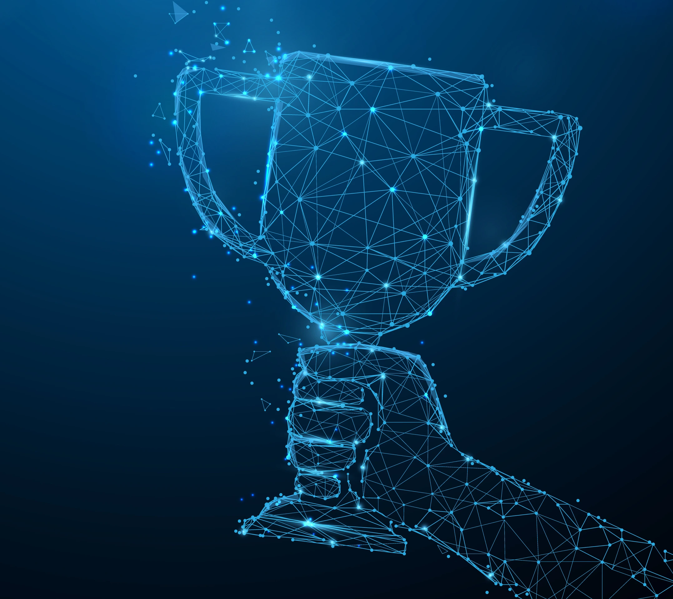 Hand holding trophy cup