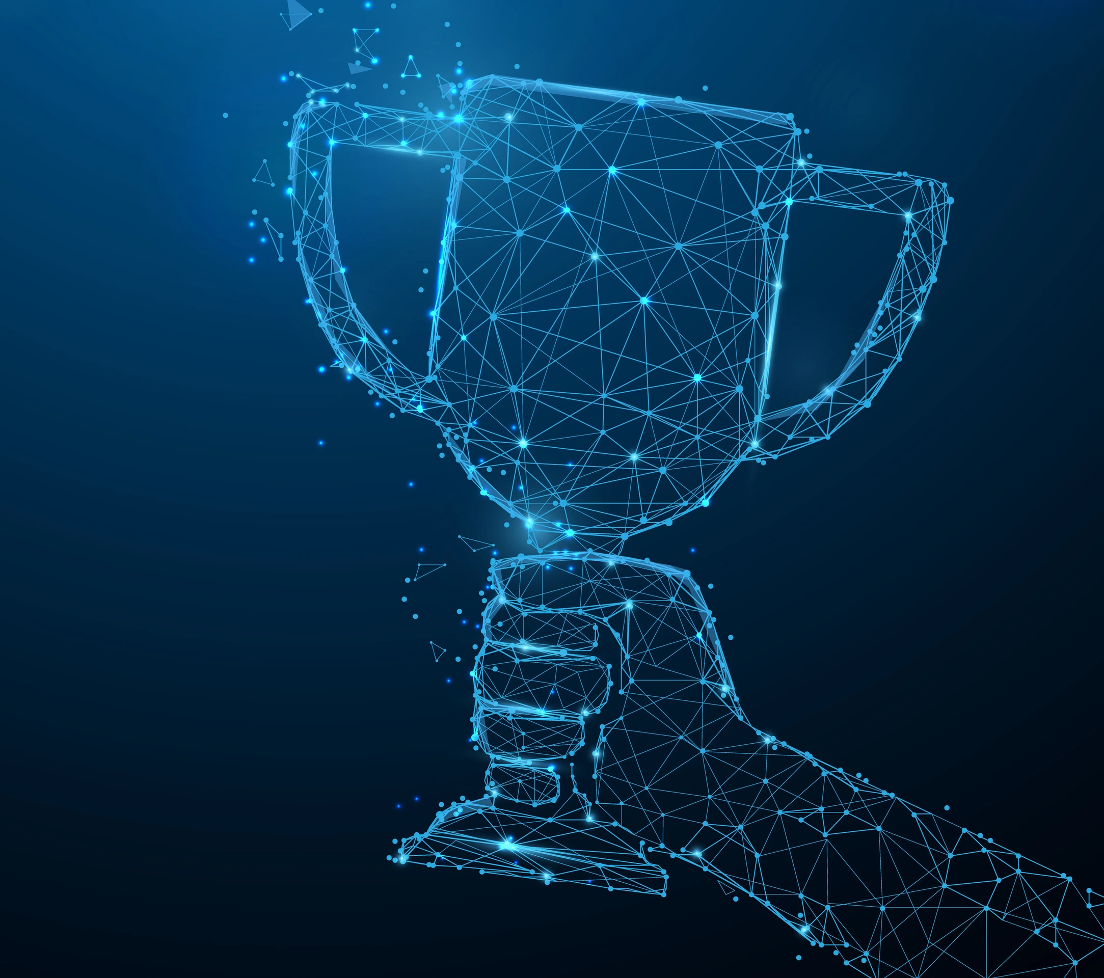 Hand holding trophy cup