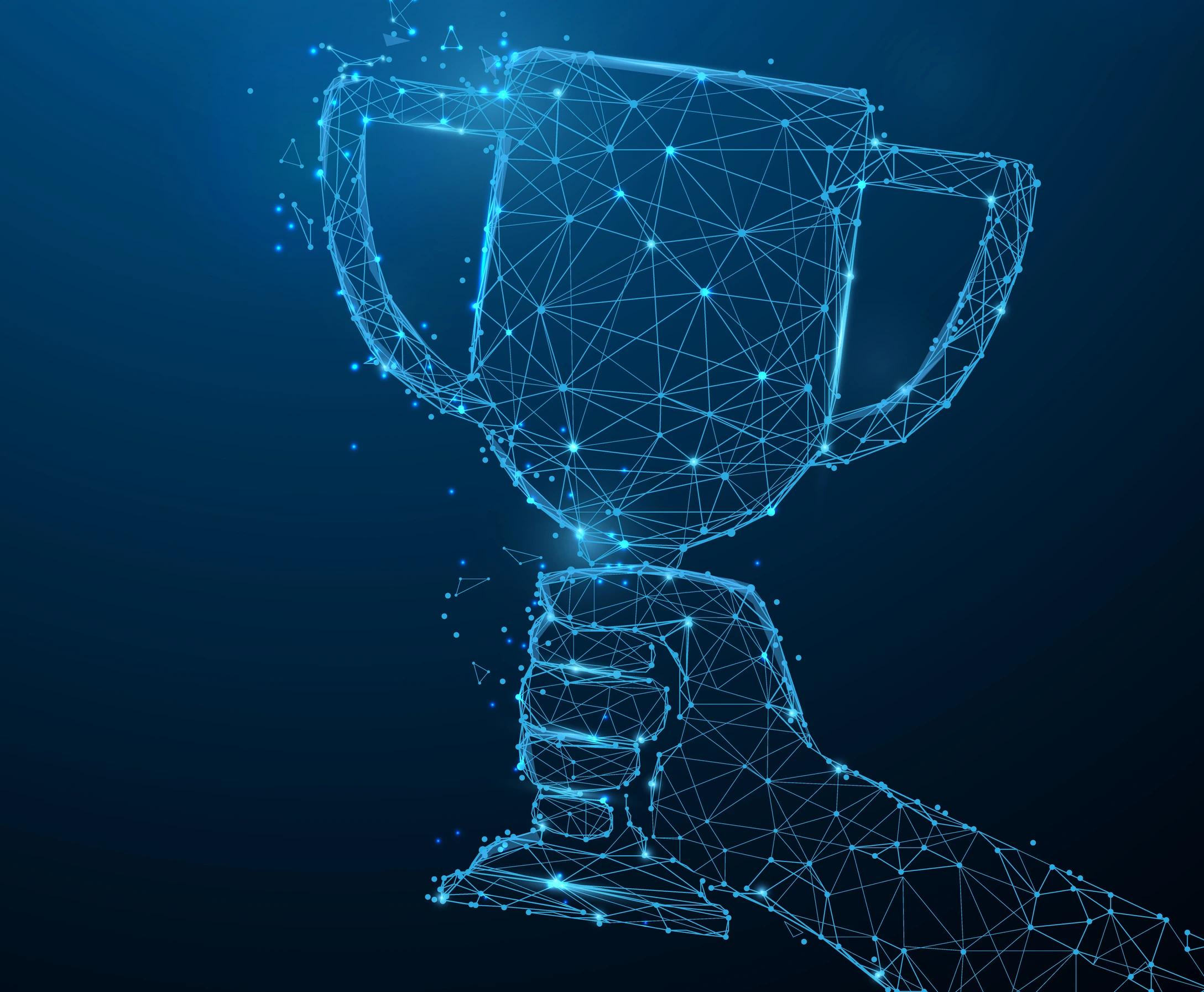 Hand holding trophy cup