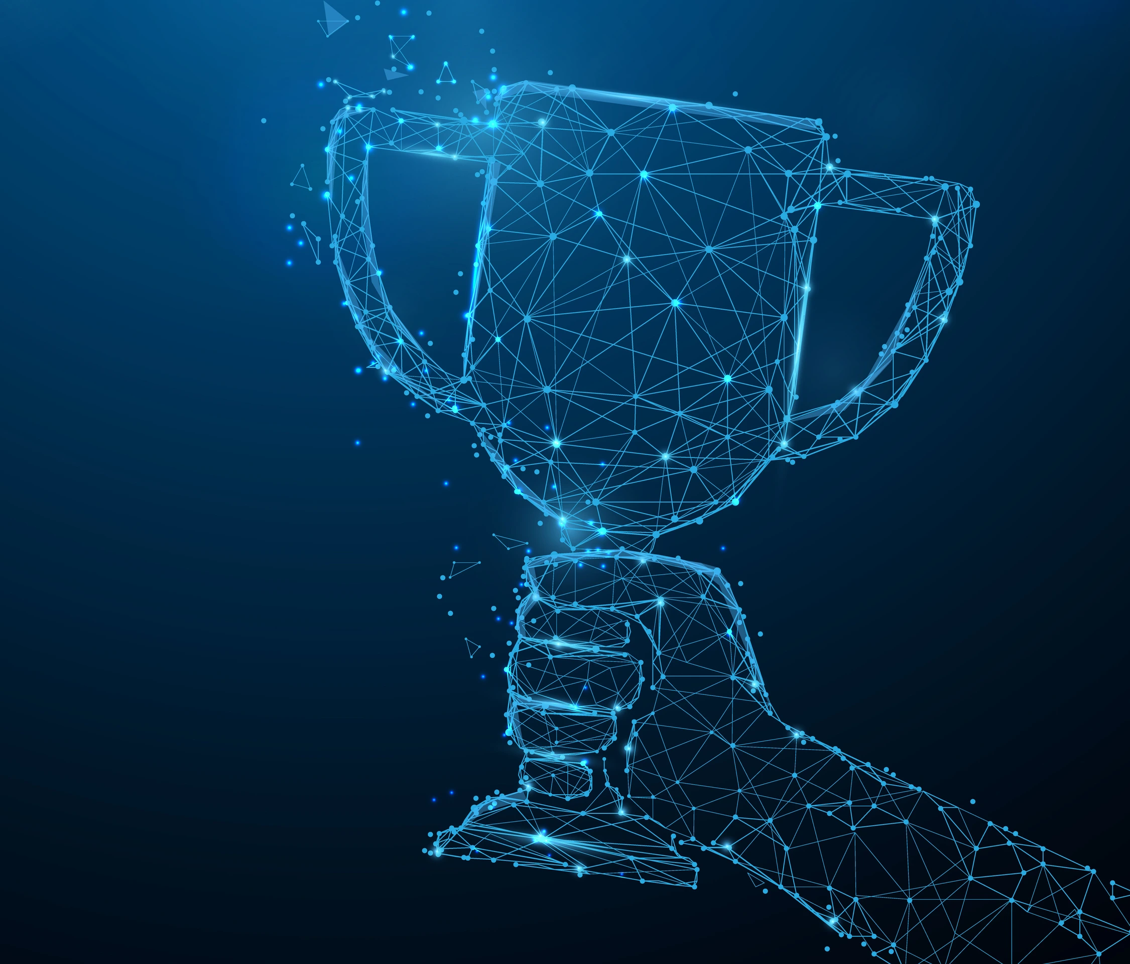 Hand holding trophy cup