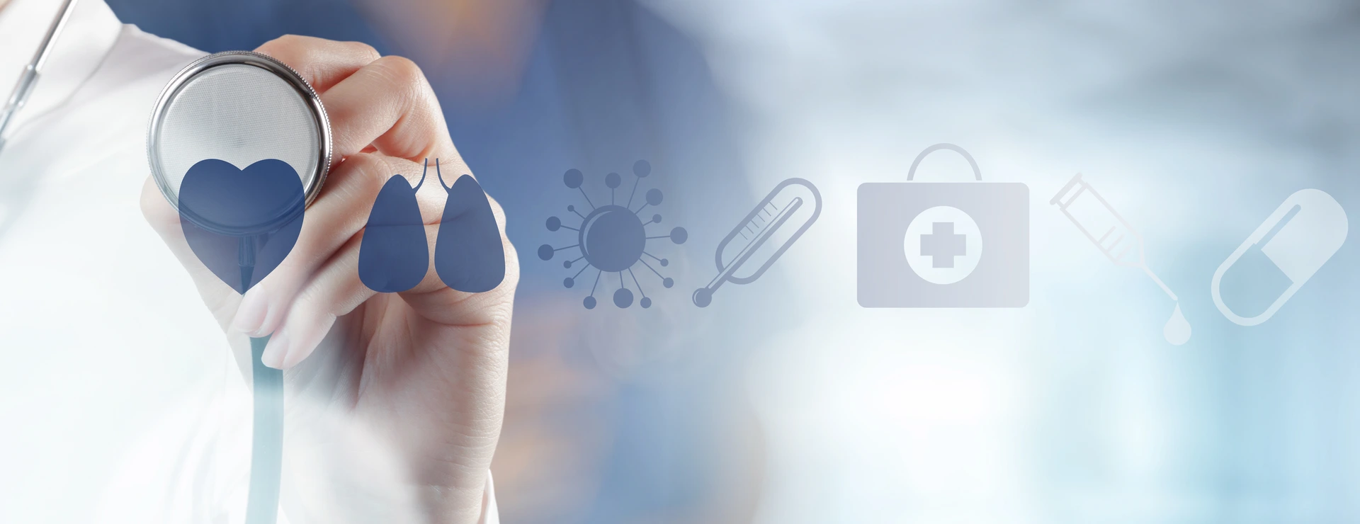 Medicine doctor hand working with modern computer interface as medical concept