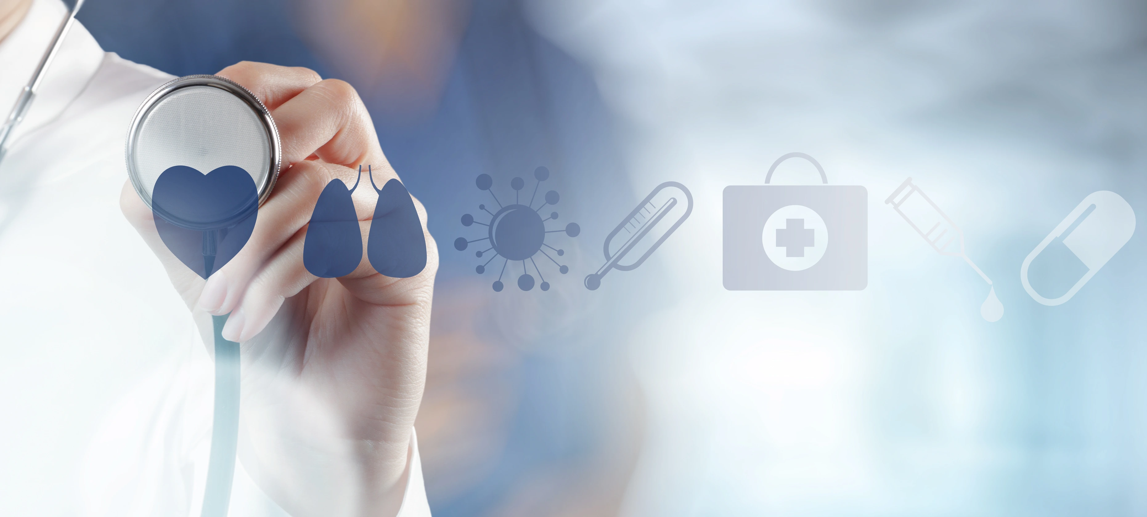 Medicine doctor hand working with modern computer interface as medical concept