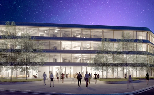 Fußgängerperspektive bei Nacht Pioneer Campus