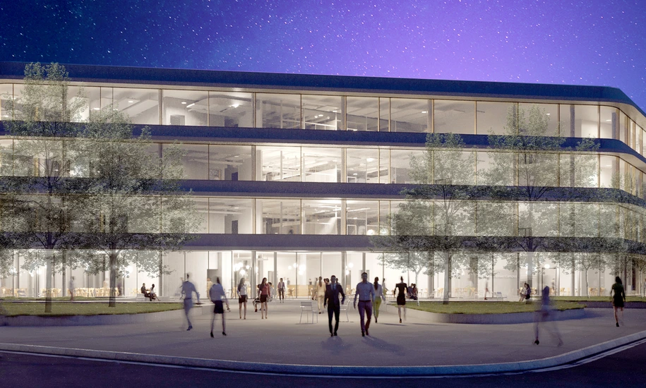 Fußgängerperspektive bei Nacht Pioneer Campus