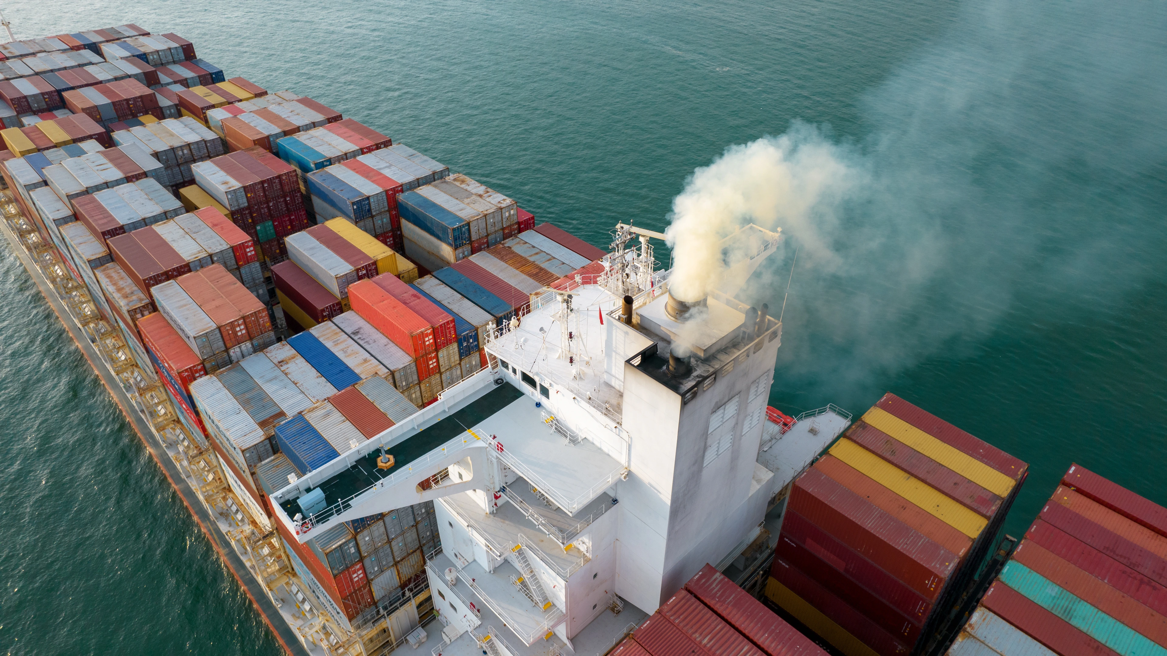 Smoke exhaust gas emissions from cargo lagre ship ,Marine diesel enginse exhaust gas from combustion.