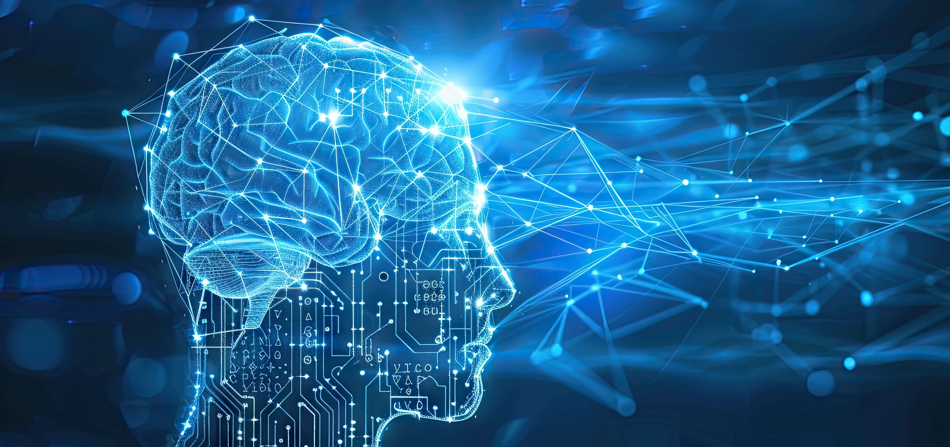 Human head or brain detail connect of electronic circuits abstract background. banner. AdobeStock_769954670