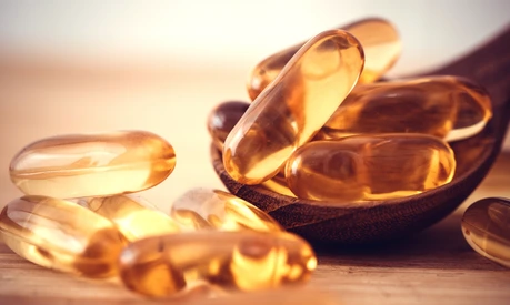 vitamin D and Omega 3 fish oil capsules supplement