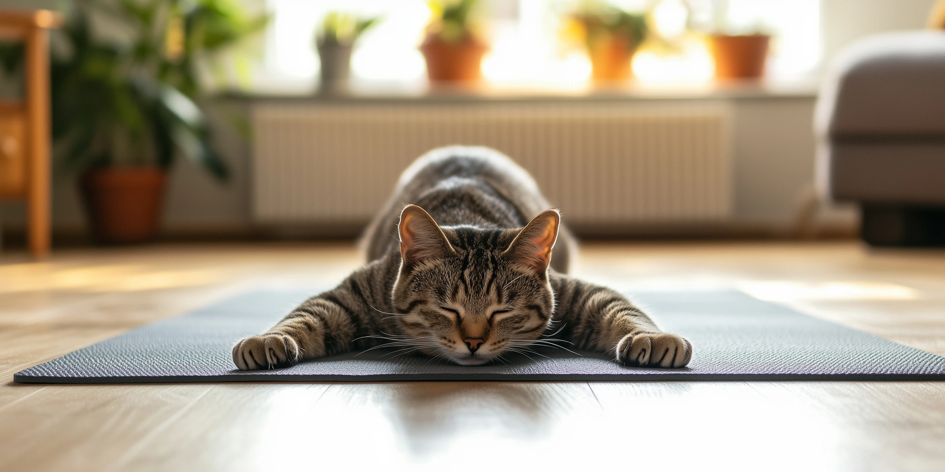 Katze macht Yoga