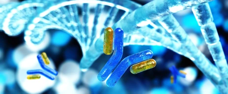 antibody and DNA helix, 3D rendering