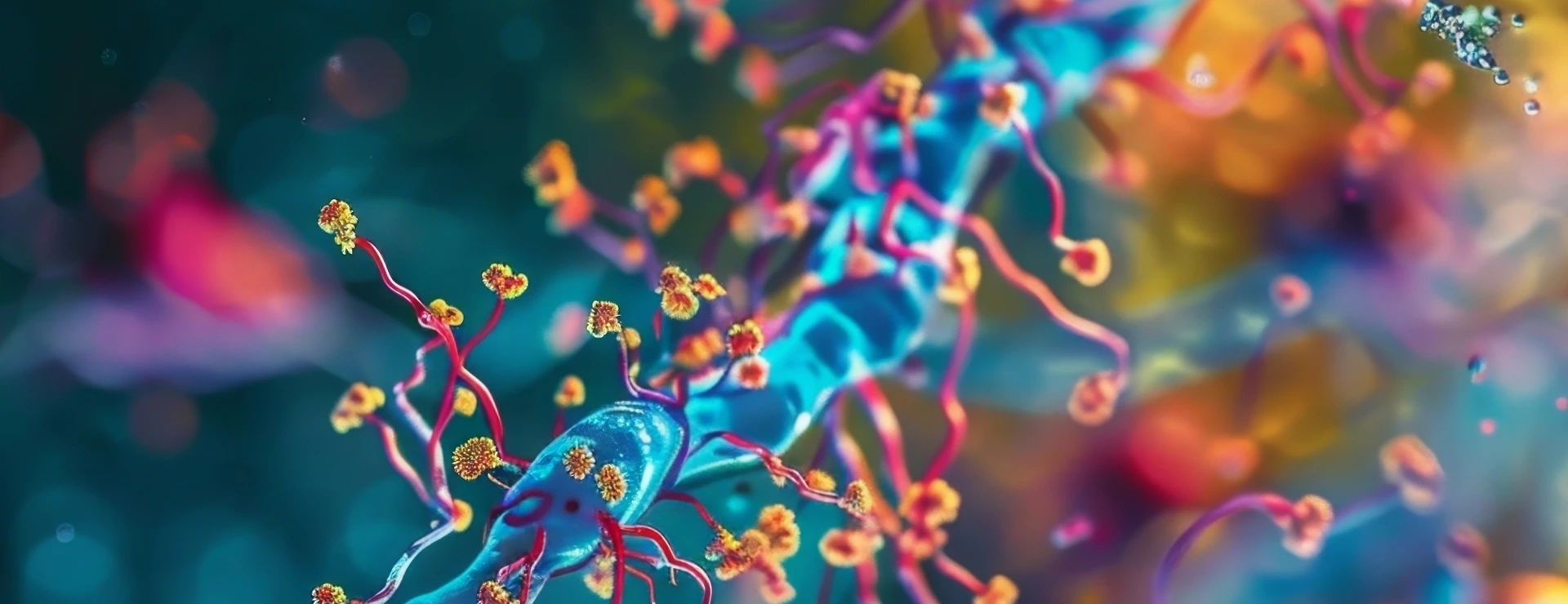 A highmagnification image of a cell with brightlylabeled ubiquitin molecules busy marking target proteins for degradation Von Justlight