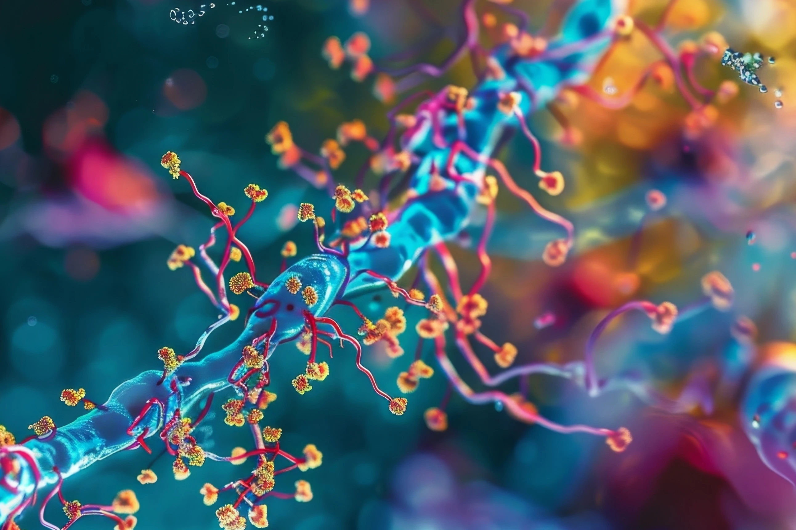 A highmagnification image of a cell with brightlylabeled ubiquitin molecules busy marking target proteins for degradation Von Justlight
