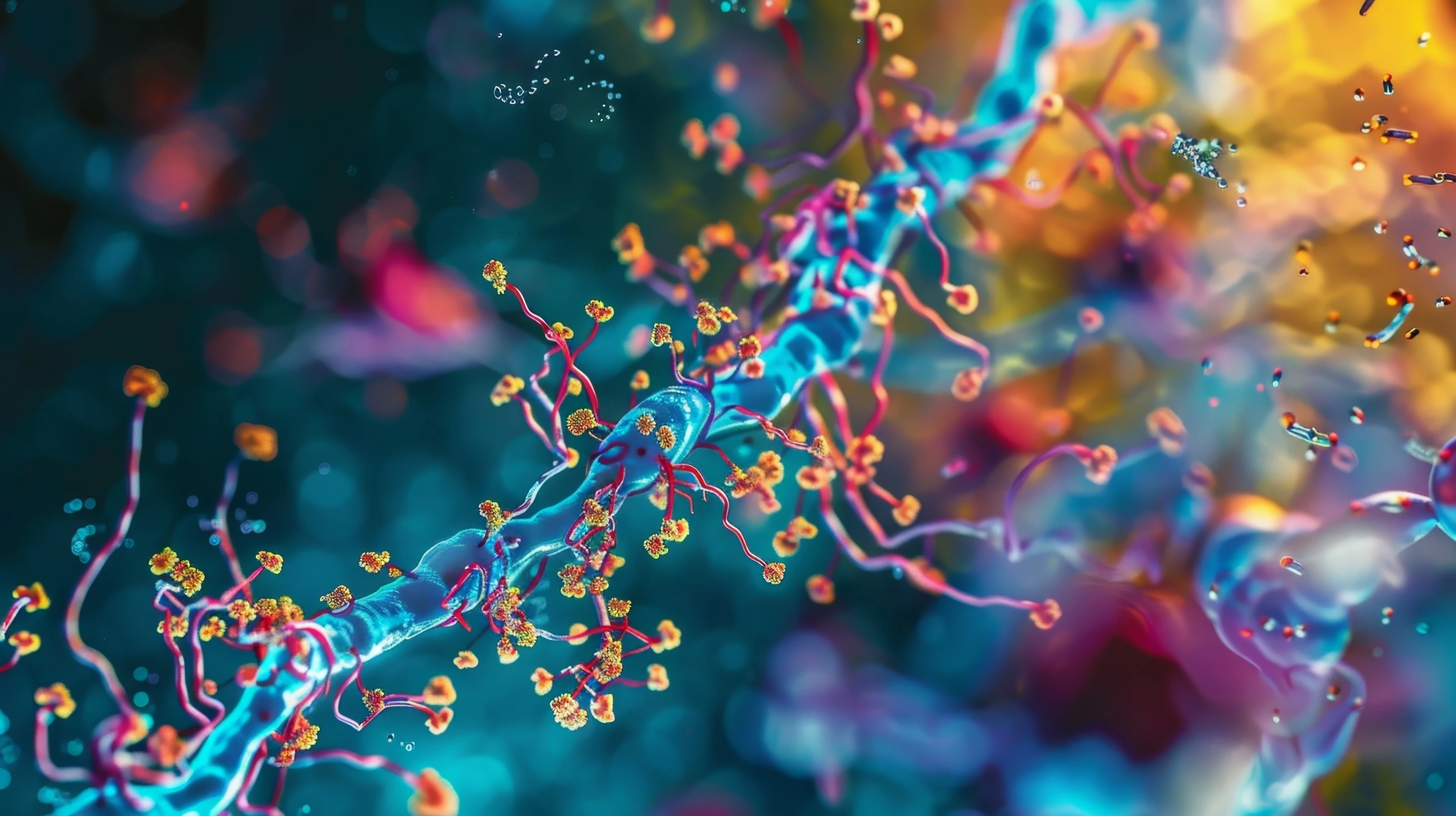 A highmagnification image of a cell with brightlylabeled ubiquitin molecules busy marking target proteins for degradation Von Justlight