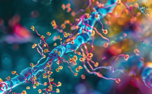 A highmagnification image of a cell with brightlylabeled ubiquitin molecules busy marking target proteins for degradation Von Justlight