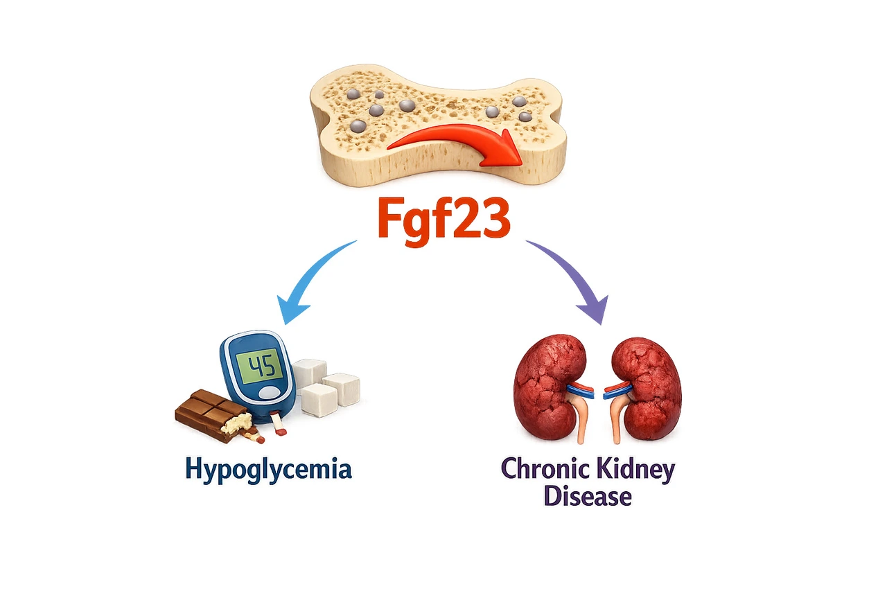 Comparative pathophysiology of excessive Fgf23 secretion in hypoglycemic and chronic kidney disease