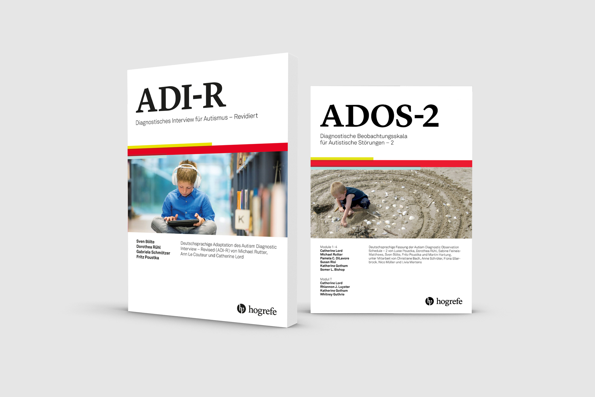Testcover der diagnostischen Verfahren ADI-R und ADOS-2 aus dem Hogrefe Verlag – Instrumente zur Erfassung und Beobachtung autistischer Störungen bei Kindern