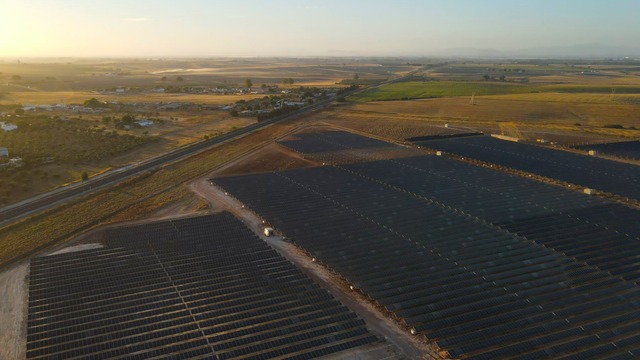 alcala solar plant at sunset