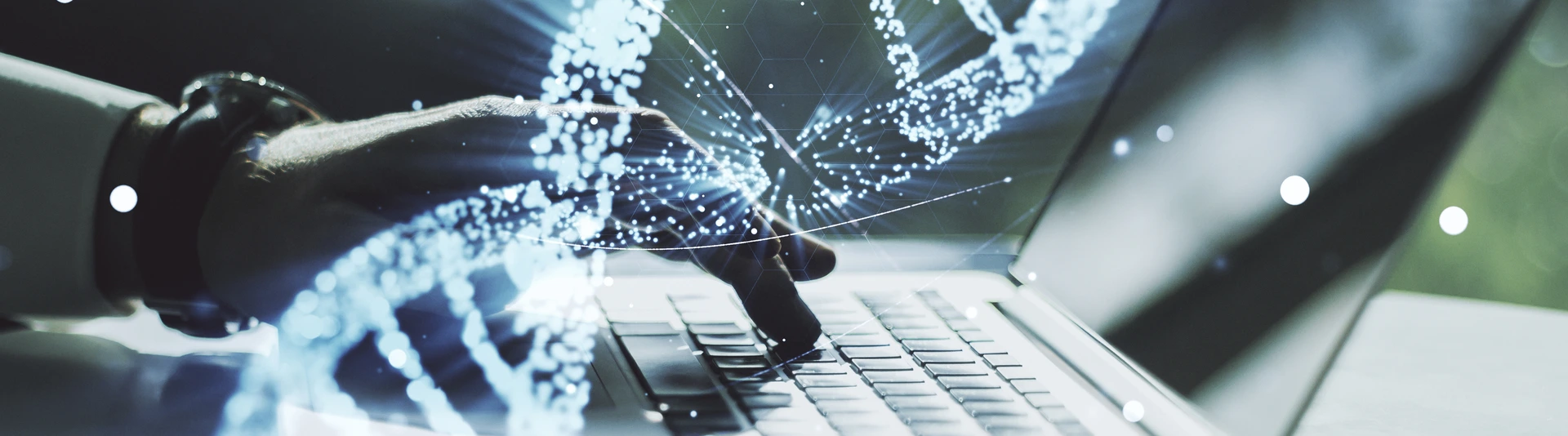 DNA Helix vor Laptop