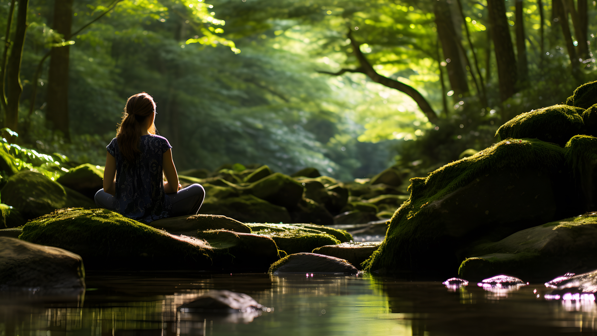 women yoga in the forest