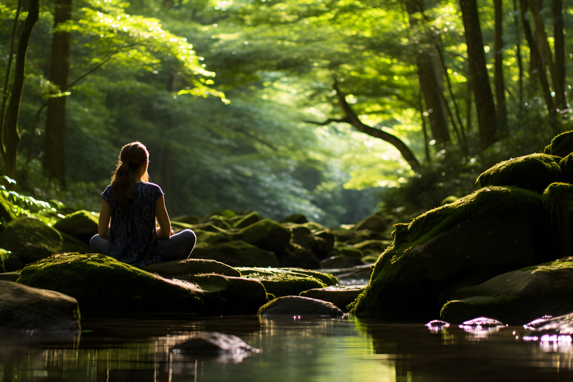 women yoga in the forest