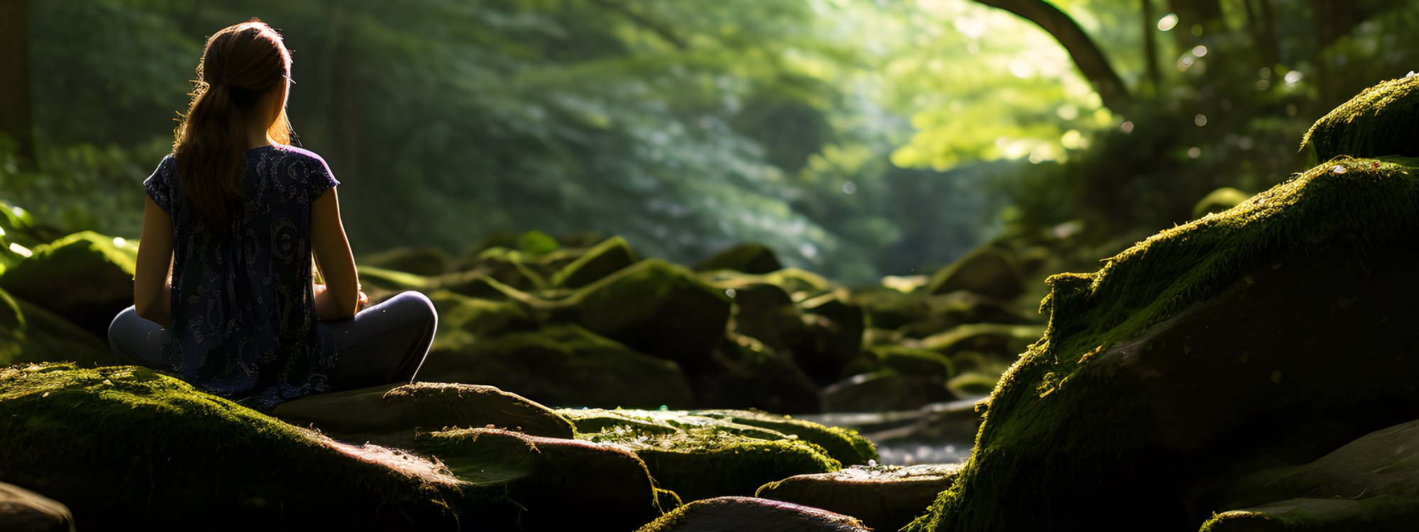 women yoga in the forest