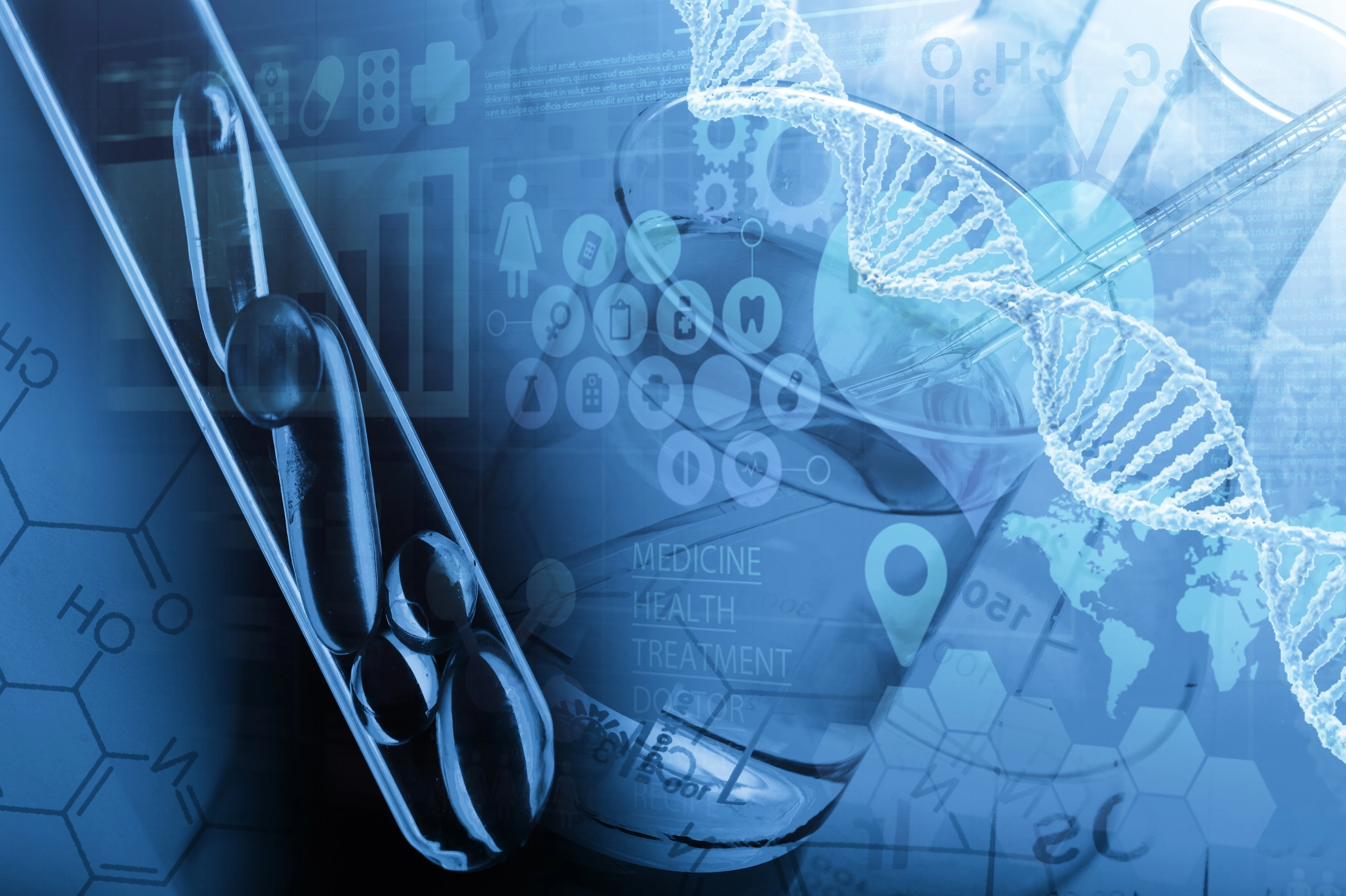 DNA helix 3D illustration 2