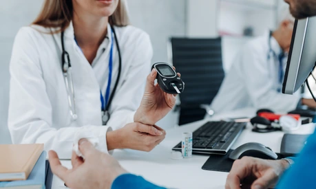 Arzt mit Diabetes-Patient im Gespräch