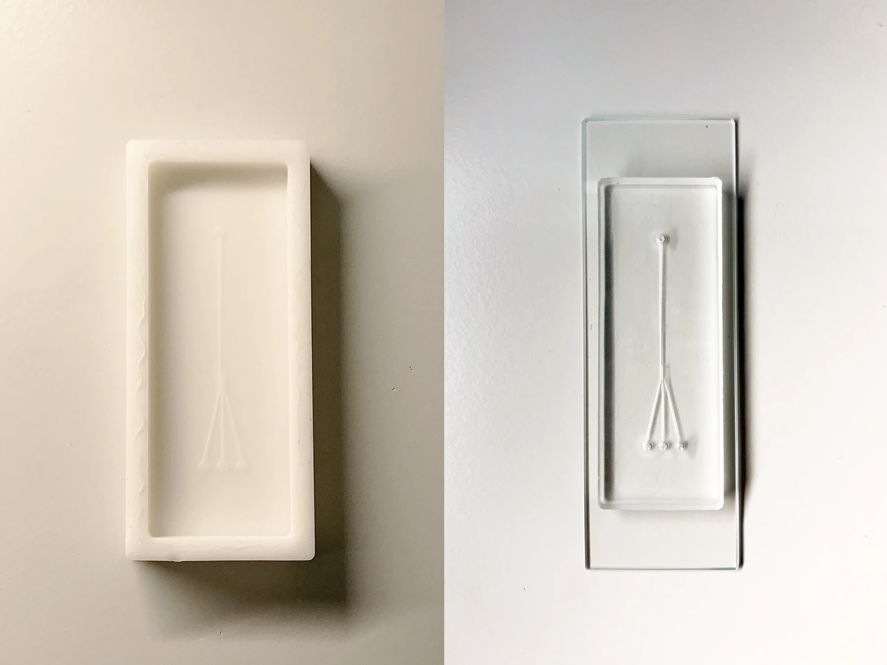 Microfluidics_Chamber_next_to_3Dprinted_casting_mould