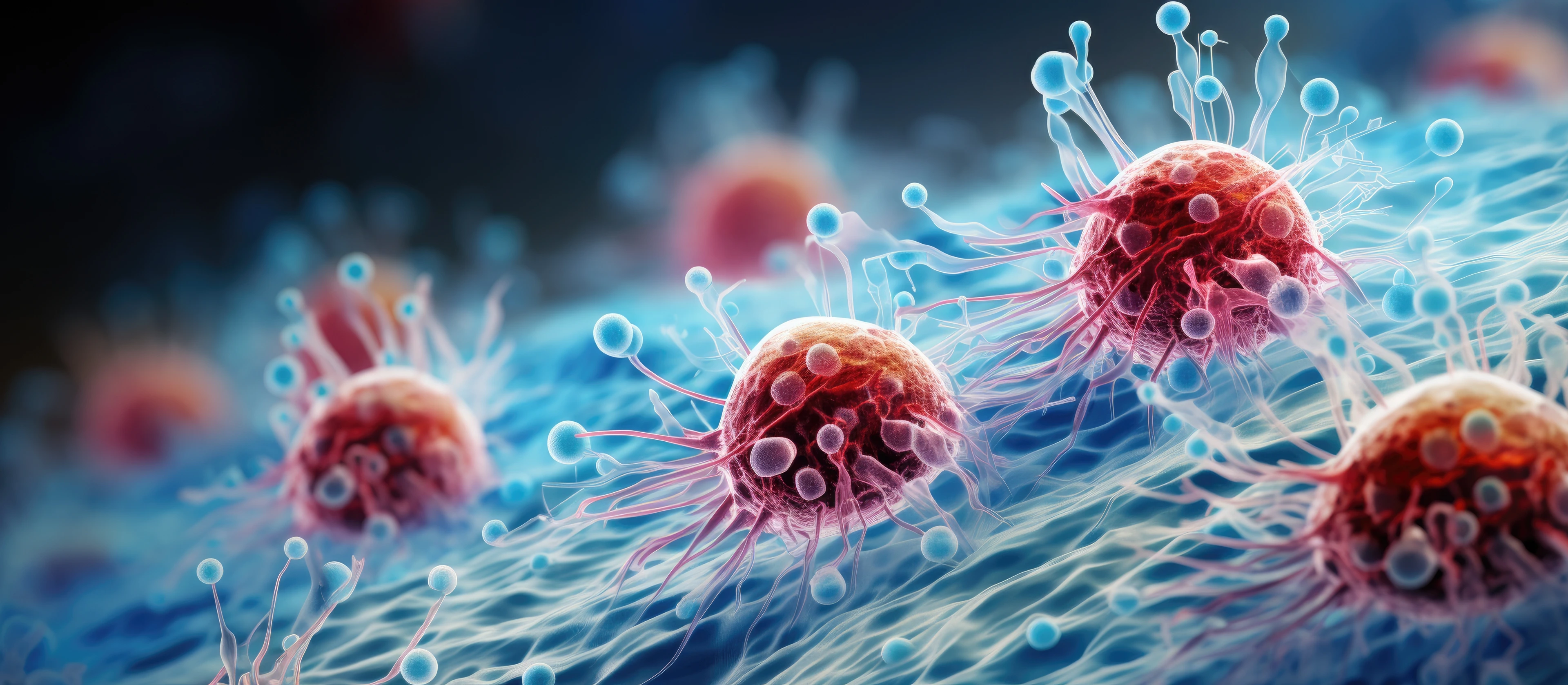 Microscopic view of glioblastoma tumor cells