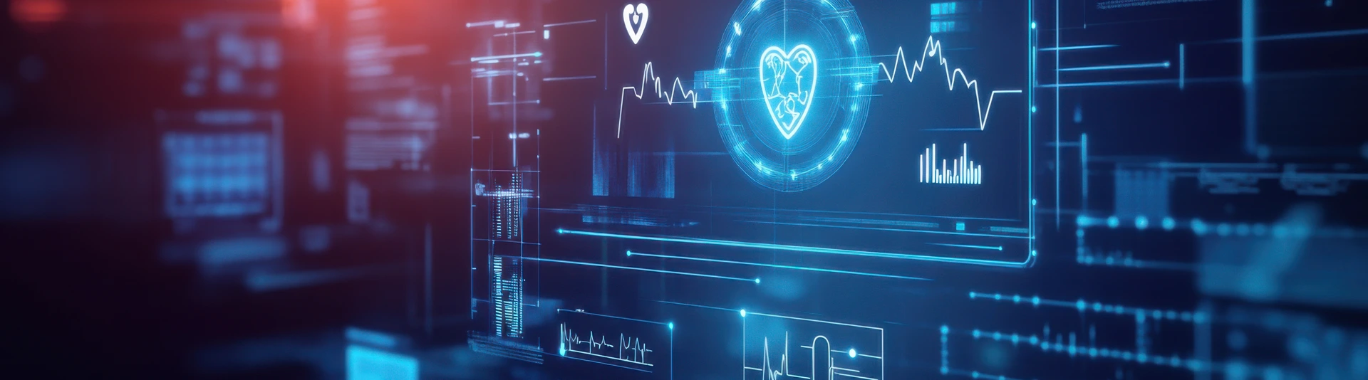 An AI powered system automating remote patient monitoring by analyzing real time health data and vital signs, futuristic AI-driven healthcare platform