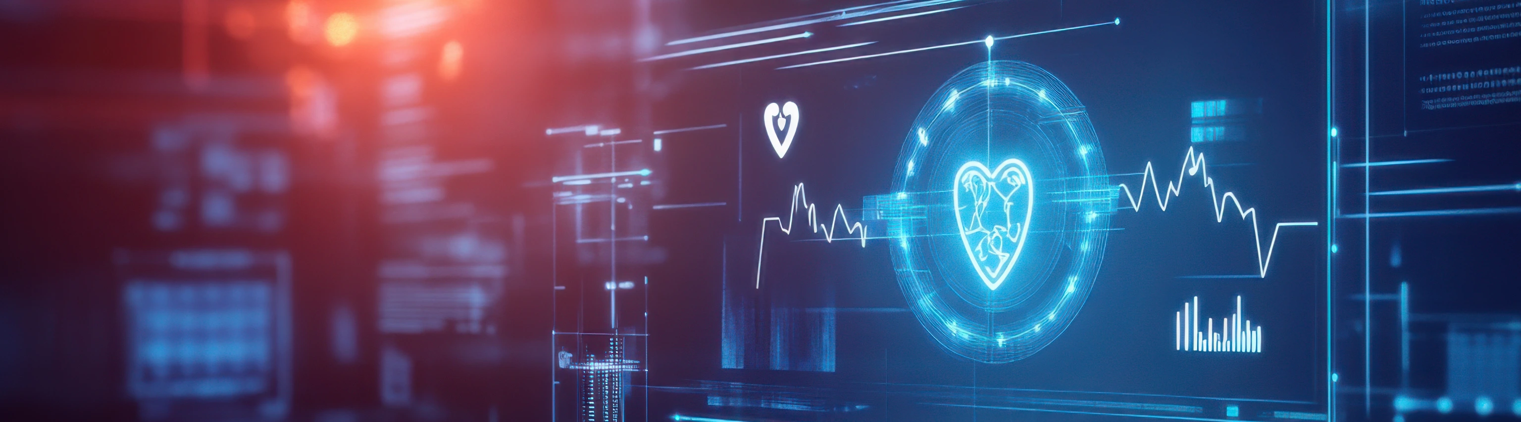An AI powered system automating remote patient monitoring by analyzing real time health data and vital signs, futuristic AI-driven healthcare platform