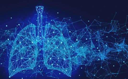 Futuristic medical concept with red human lungs
