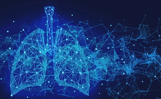 Futuristic medical concept with red human lungs