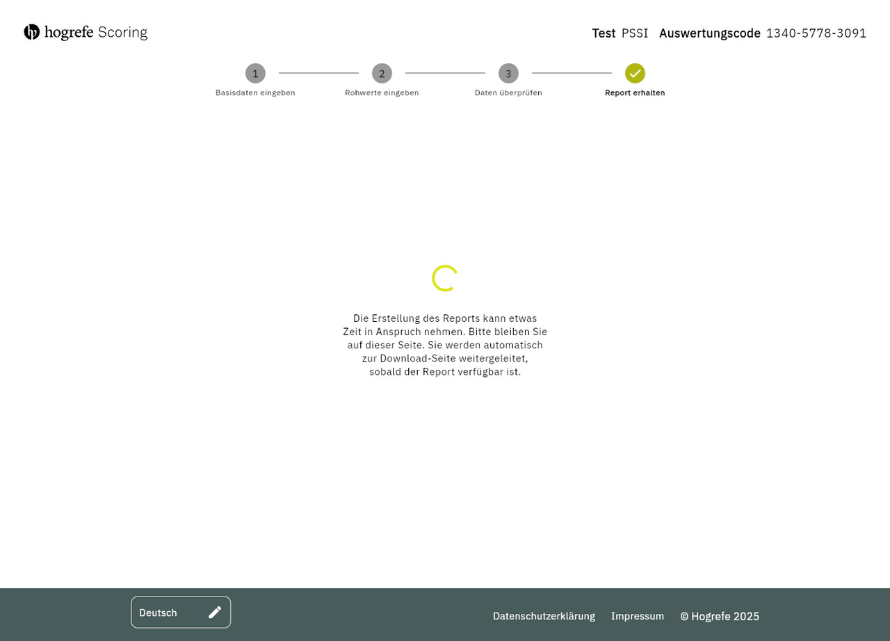 Reporterstellung von Hogrefe Scoring