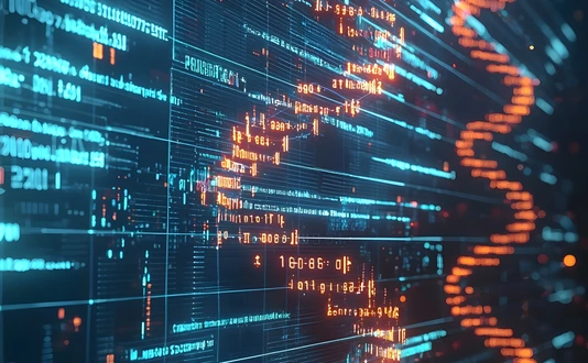 Digital DNA Strand Map Displaying Real time Genetic Data Retrieval and Storage Concept