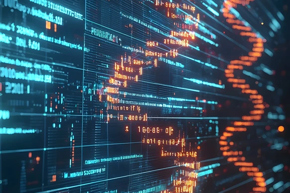Digital DNA Strand Map Displaying Real time Genetic Data Retrieval and Storage Concept