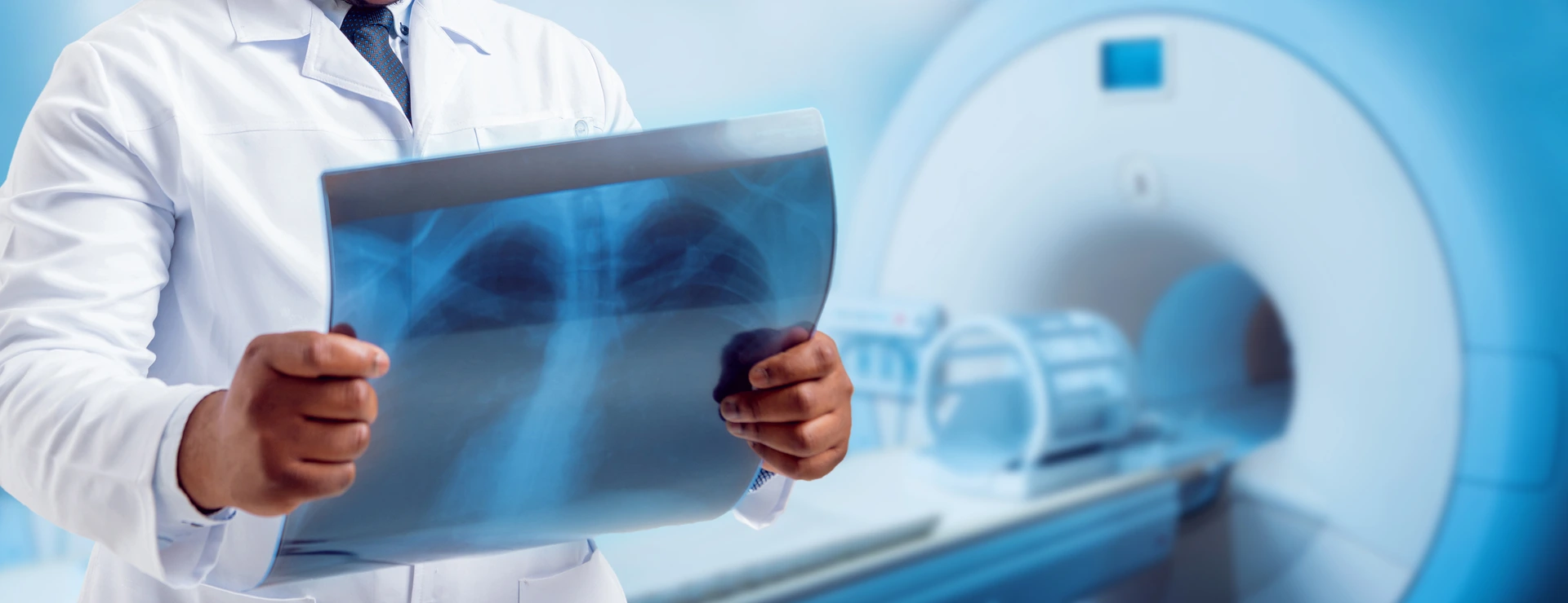 Doctor looking MRI picture.