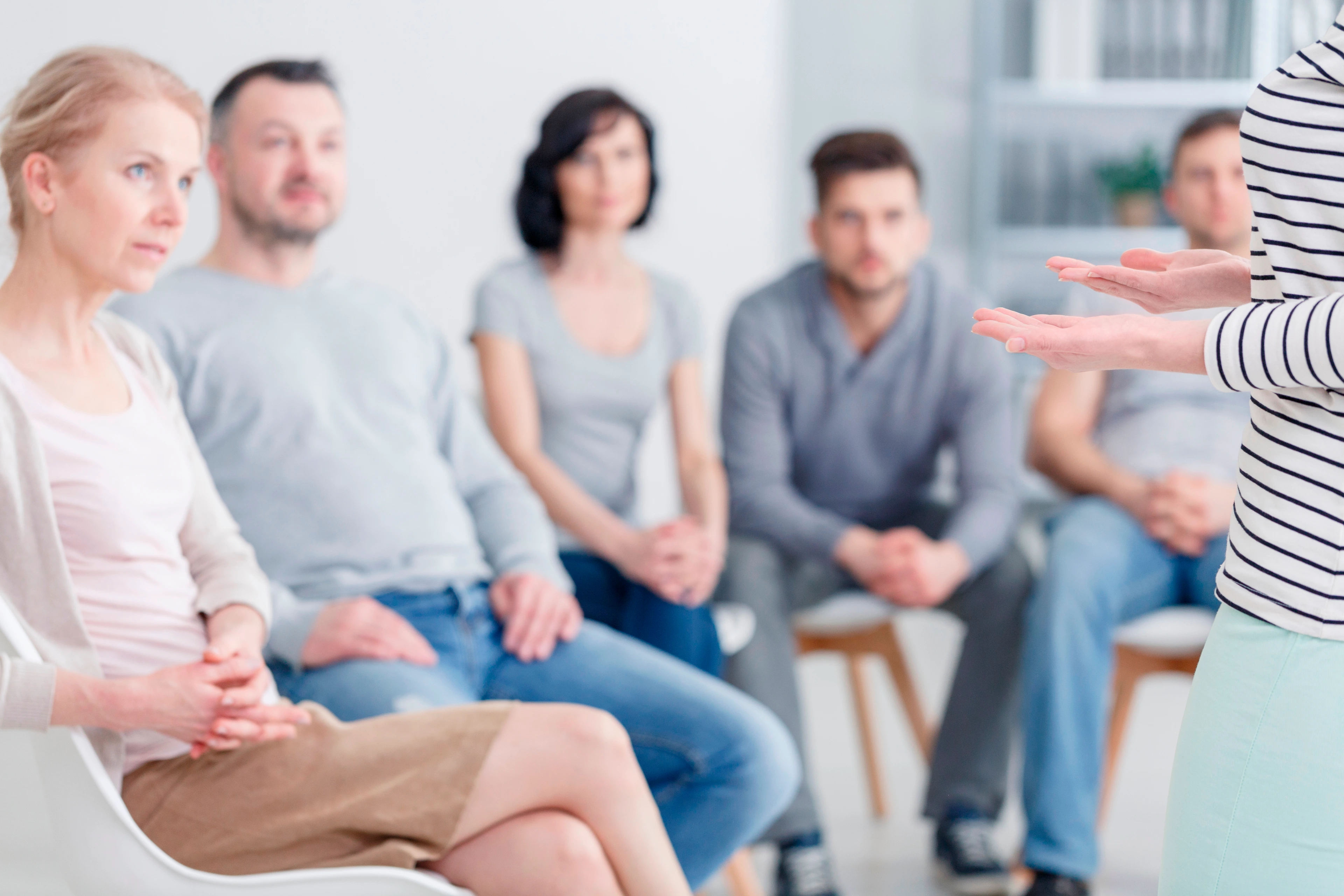 Woman during sharing session